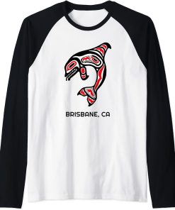 Brisbane, California Native American Orca Killer Whale Gift Raglan Baseball Tee