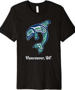 Blue Green Native Vancouver Orca Killer Whale Premium T-Shirt