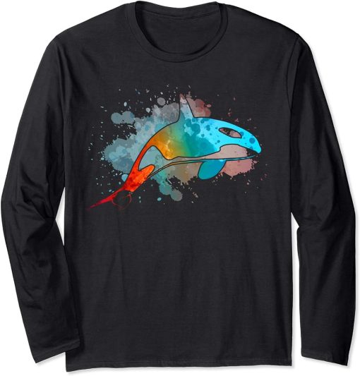 Orca Killer Whale Dolphin Lover Women Girl Kid Retro Vintage Long Sleeve T-Shirt