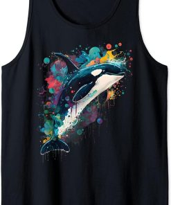 Colourful mystical orca whale watching dolphin pottwhale orca whale Tank Top