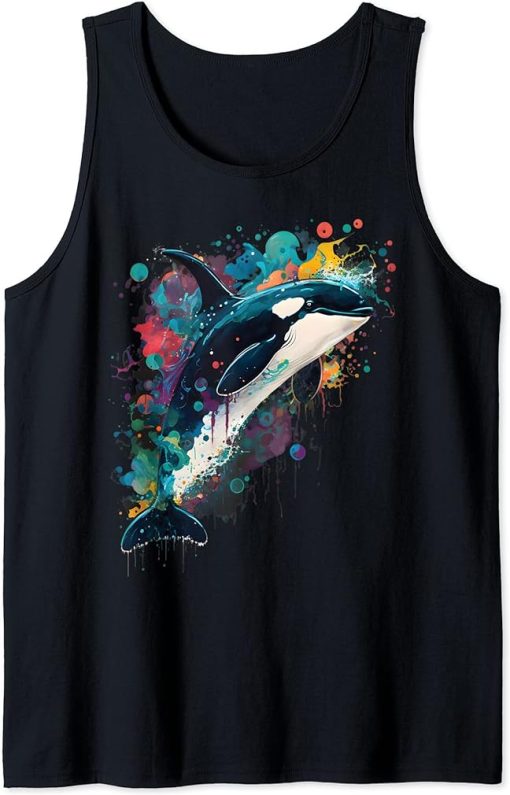 Colourful mystical orca whale watching dolphin pottwhale orca whale Tank Top