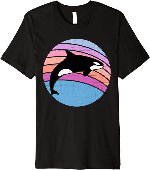 Orca Family Vintage Retro Art, Killer Whale Family Premium T-Shirt