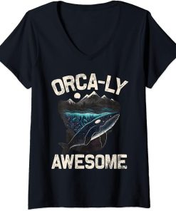 Womens Whales Watch Dolphin Pottwhal Funny Saying Orca Whale V-Neck T-Shirt