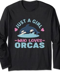 women apparel: Funny animals orca love girl Long Sleeve T-Shirt