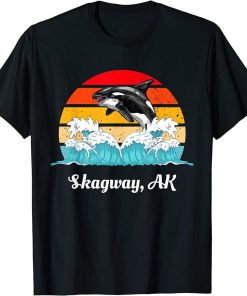 Vintage Skagway AK Distressed Orca Killer Whale Art T-Shirt