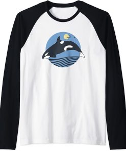 Funny Orca Whale Sea Lover Animal Raglan Baseball Tee