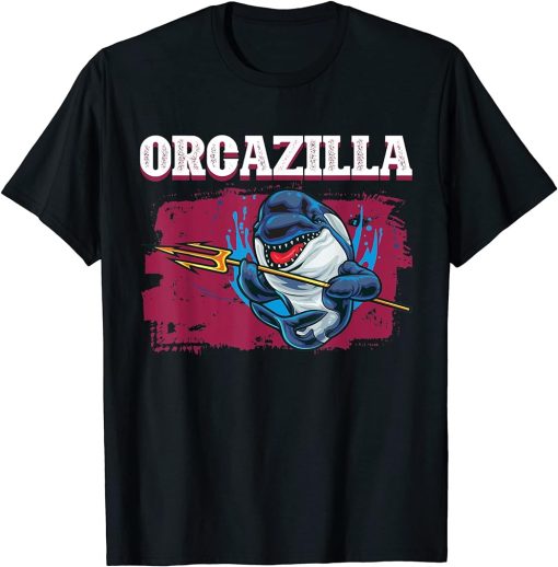 Funny Orcazilla With Trident King Of The Ocean Orcas T-Shirt